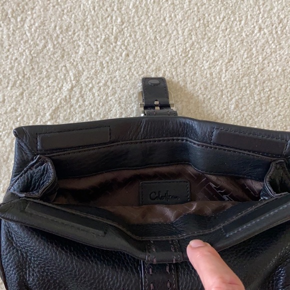Cole Haan soft pebbles black leather clutch with silver buckle and snaps - Picture 5 of 6